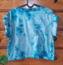 Image 2 of BATIK SHIRT | UNIKAT | L | "DON'T GIVE A FUCK" | Crop Top | DIY | petrol | FUCK SOCIETY | 161 | FTW