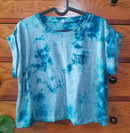 Image 1 of BATIK SHIRT | UNIKAT | L | "DON'T GIVE A FUCK" | Crop Top | DIY | petrol | FUCK SOCIETY | 161 | FTW