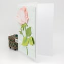 Blooming Wishes: Pink Coral Rose Botanical Birthday Handmade Card