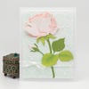 Blooming Wishes: Pink Coral Rose Botanical Birthday Handmade Card