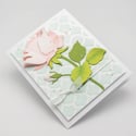 Blooming Wishes: Pink Coral Rose Botanical Birthday Handmade Card