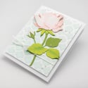 Blooming Wishes: Pink Coral Rose Botanical Birthday Handmade Card