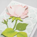 Blooming Wishes: Pink Coral Rose Botanical Birthday Handmade Card