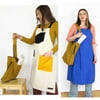 NEW! One-of-a-kind Patchwork Canvas Shoulder Bag, Quality Upcycled Fabric Remnants. Ochre 003