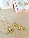 Flower Charm Necklace and Earring Set