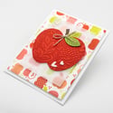 Embossed Red Apple Bloom: Handmade Greeting Card with Apple Orchard Background