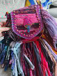 Image 1 of FRILL MINI body cross Sari bag with ruffles - detachable strap -shroom 1