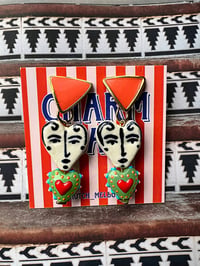 Image 3 of CERAMIC FACE LONG EARRINGS 