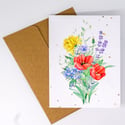 Booming Poppy Plantable Card - Seed Paper with Watercolor Poppies and Wildflowers