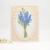 Lavender Flower Bouquet: Handmade 3D Blank Greeting Card with White Lace Medallion & Vintage Letter