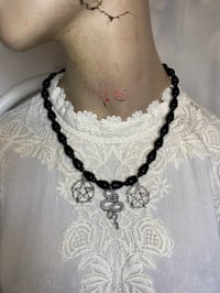 Image 2 of Pentagrams and Snake Upcycled Necklace by Ugly Shyla 