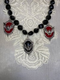 Image 1 of Upcycled Necklace with Bat Cameos by Ugly Shyla 
