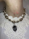 Upcycled Metal Beaded Bat Cameo Choker Necklace by Ugly Shyla 