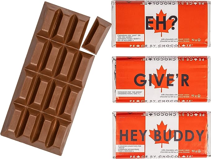 Image of Peace By Chocolate Premium Canada Assorted Chocolate Bars, Delicious Milk Chocolate Bars (6 Bar Pack