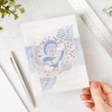 Boho Chic Blue Rose: Handmade Blank Greeting Card with Paper Lace