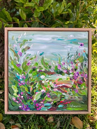Image 2 of Winter flowers by the stream - 30x30cm + FRAME