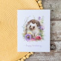 Hedgehog Birthday Card - Happy Birthday Card for Best Friend - Funny Birthday Watercolor Card 