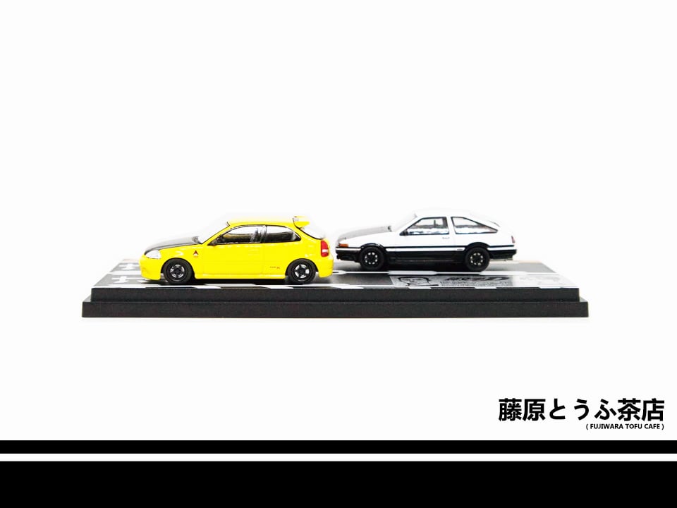 1:64 Toyota AE86 Zenki Hatch & Honda Civic Type R EK9 Diecast