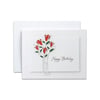 Simple and Elegant: White Greeting Card with Delicate Red Flowers Floral Bouquet | Happy Birthday