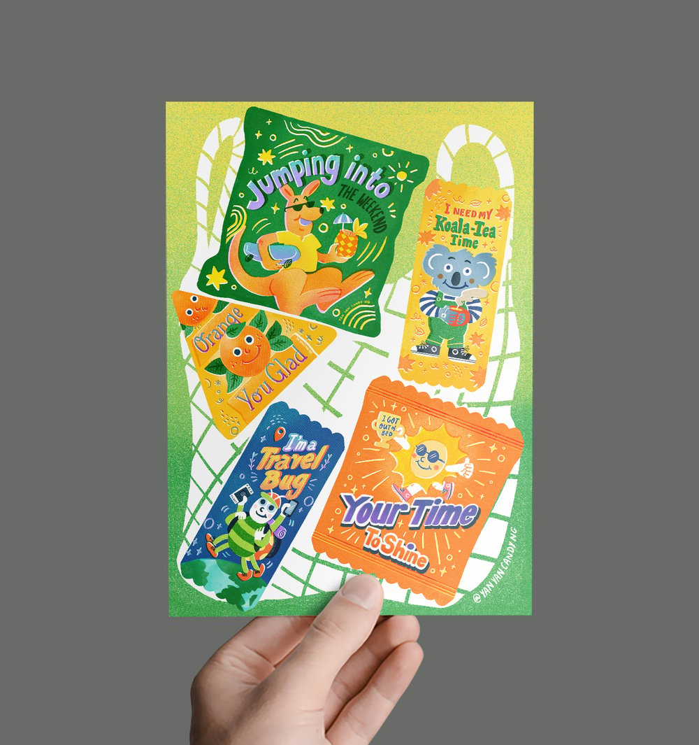 Image of Snacks Sticker Sheet (5 big stickers) – Weatherproof