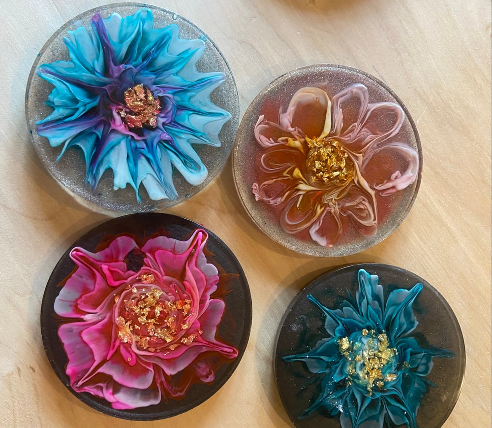 Image of Blooming Flower Resin Coaster