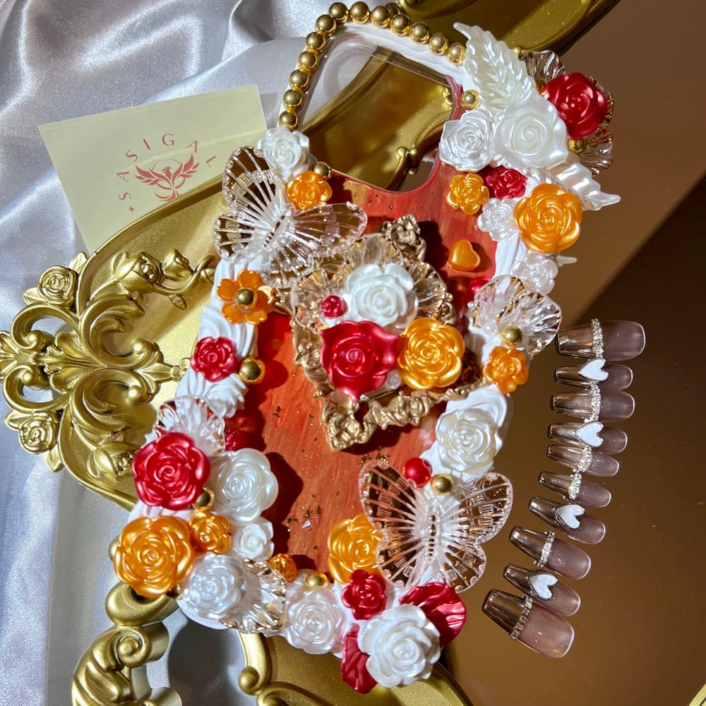 Image of Luxury Baroque Style Orange Decoden Phone Case For All Brand