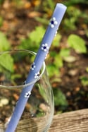 Blue or White Glass Slushie Spoon Straw - Limited Edition