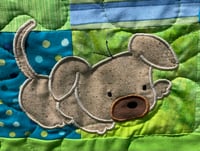 Image 3 of Appliqued Playful Pups Baby Quilt