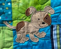 Image 4 of Appliqued Playful Pups Baby Quilt