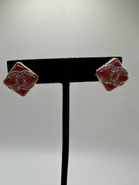 Image 1 of Chanel Red Studded Earrings