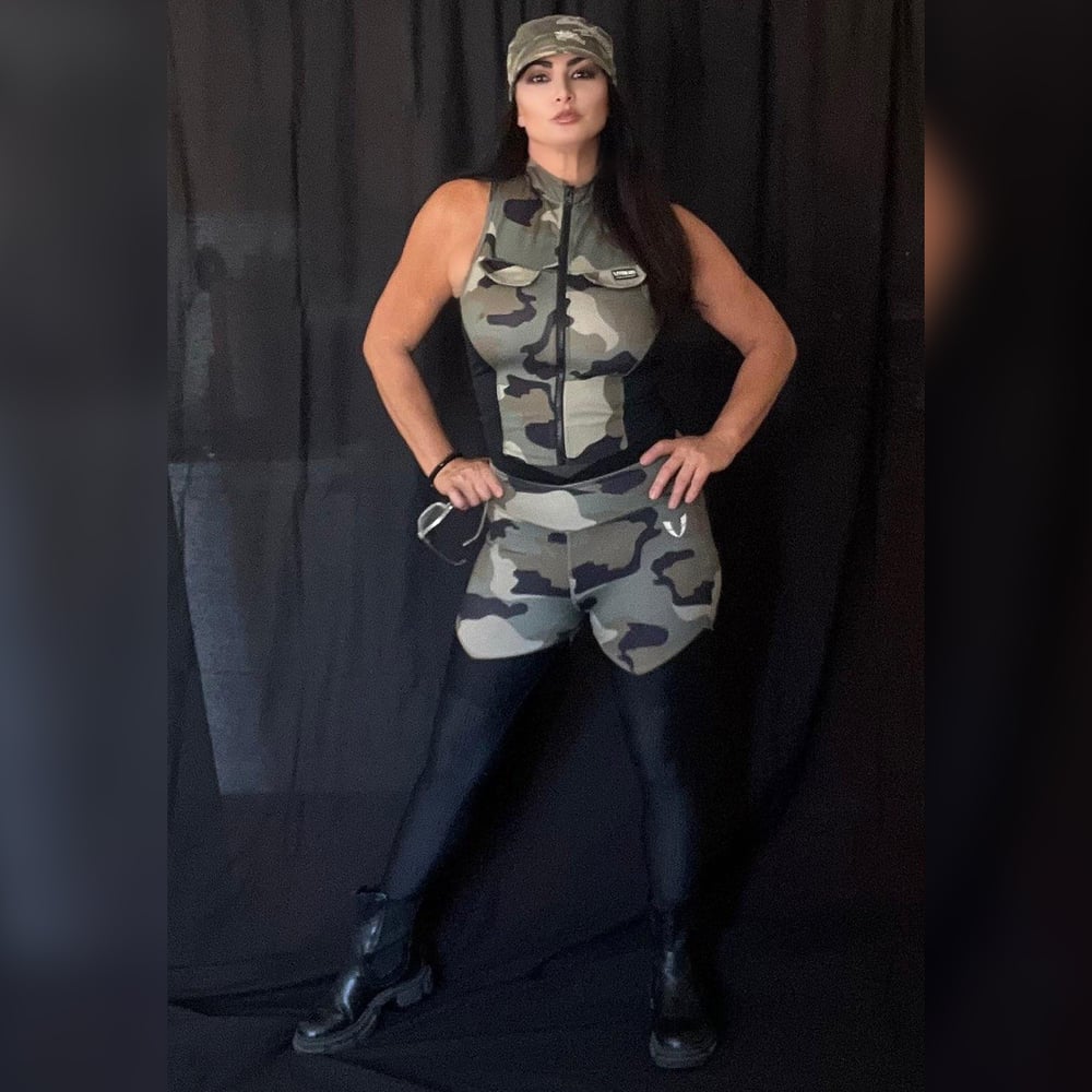 Worn Camo Fitness Outfit + Boots + Socks + Free Kiss Card & Signed 8x10