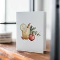 Holiday Drinks Cards, Christmas Food Card Set, Holiday Handmade Blank Cards, 6 Christmas Cards Pack
