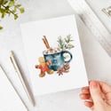 Holiday Drinks Cards, Christmas Food Card Set, Holiday Handmade Blank Cards, 6 Christmas Cards Pack