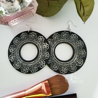 Image 1 of Black Tribal Flower Earrings