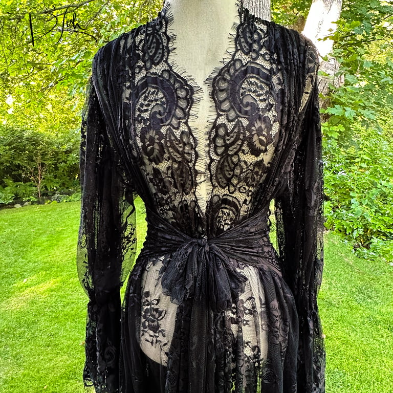 Valentina Black Lace Dressing Gown