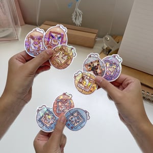 Image of Eeveelution Tamagotchi Holographic Waterproof Stickers