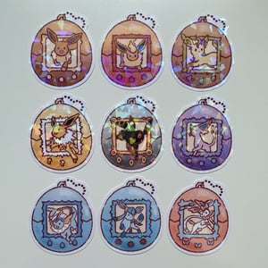 Image of Eeveelution Tamagotchi Holographic Waterproof Stickers