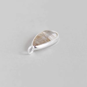 Image of Golden Rutilated Quartz pear shape cabochon cut silver lined necklace no.1