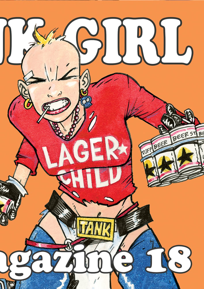 Image of COLLECTOR'S ITEM - TANK GIRL POSTER MAGAZINE #18 - with BOOGA SURF PATCH and TG RUMBLE CARDS GAME