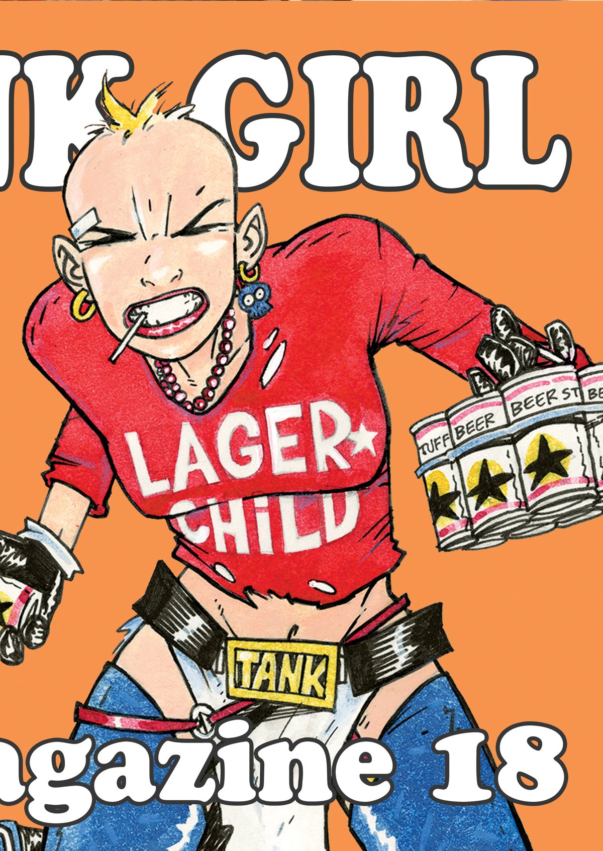 Image of TANK GIRL POSTER MAGAZINE #18 - with BOOGA SURF BOARDS PATCH and TG RUMBLE CARDS GAME!