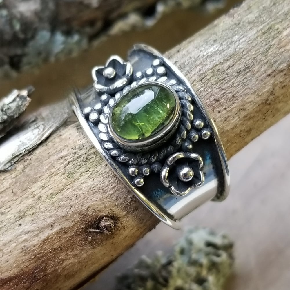 Image of Jasmine - Green Tourmaline and Sterling Silver Ring