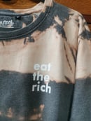 Image 2 of BATIK SWEATSHIRT | UNIKAT | S / M | "EAT THE RICH" | Pullover | grau | fuck the system | organic |