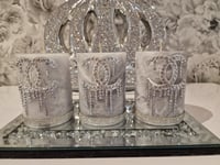 GREY MARBLE DRIPPING CANDLE SET 