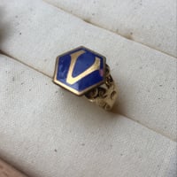 Image 1 of Bague Lettre Bleue "A,B,C..."