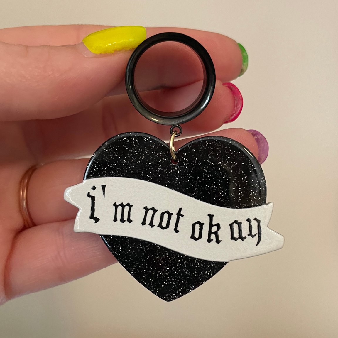 Image of I'm Not Okay Tunnel Dangles (sizes 2g-2")