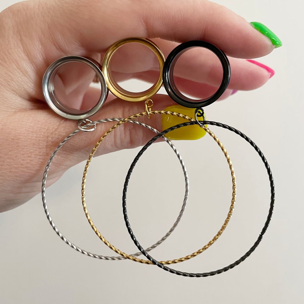 Image of Simple Textured Hoop Tunnel Dangles (sizes 4g-2")