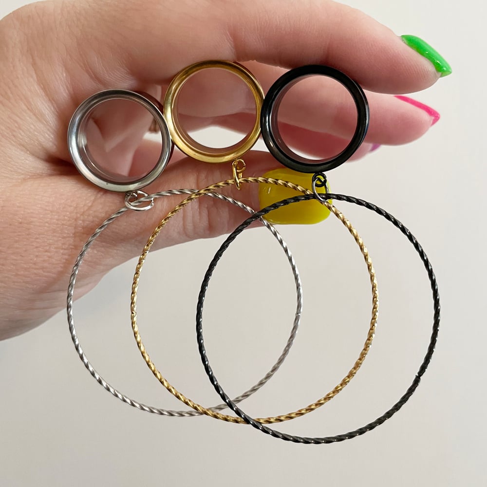 Image of Simple Textured Hoop Tunnel Dangles (sizes 2g-2")