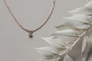 Image of 18ct Rose gold 2.0mm rose-cut white diamond necklace with a milled edge setting