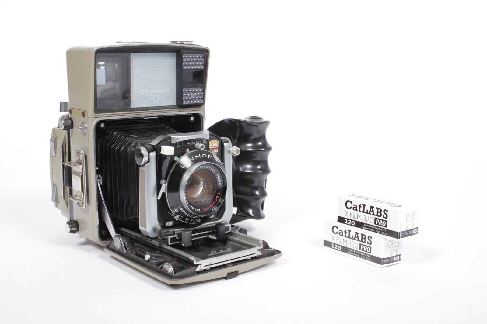 Linhof Technika 70 V 6X9 camera with 6X7 back and 80mm F2.8 Xenotar lens +  film