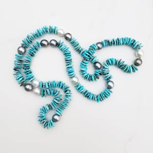 Tahitian & Australian Pearls with Turquoise Helix Necklace